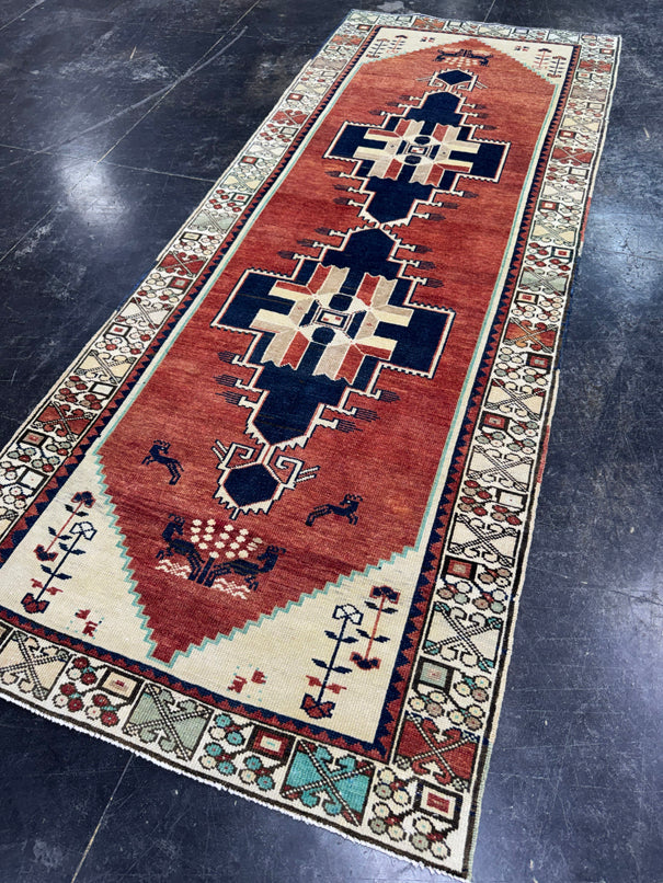Turkish Vintage Runner Rug 3'4'' x 8'8'' #13038
