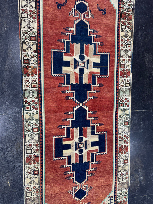 Turkish Vintage Runner Rug 3'4'' x 8'8'' #13038