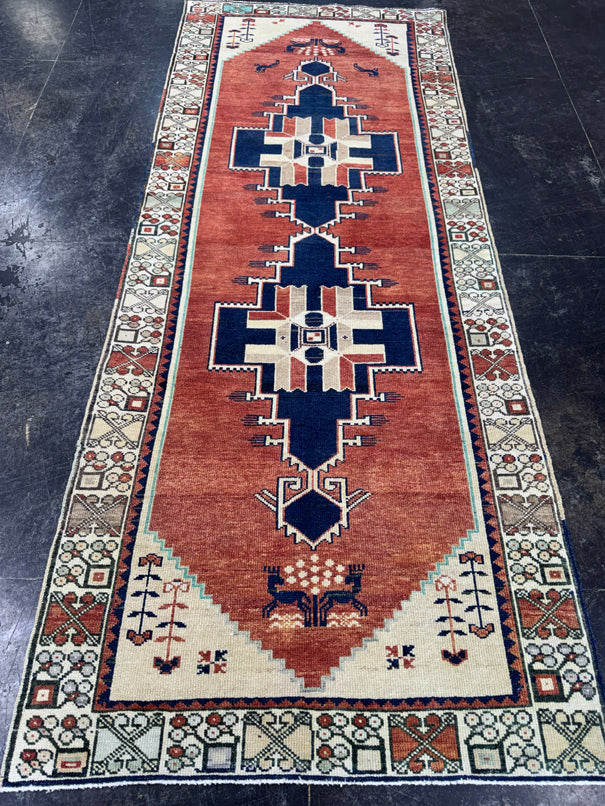Turkish Vintage Runner Rug 3'4'' x 8'8'' #13038