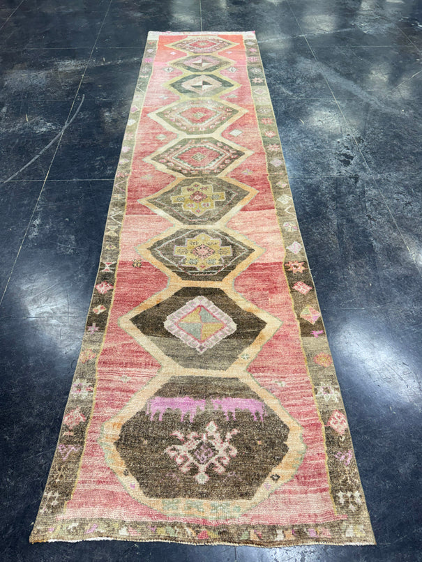 Turkish Vintage Runner Rug 3'2'' x 12'7'' #13017