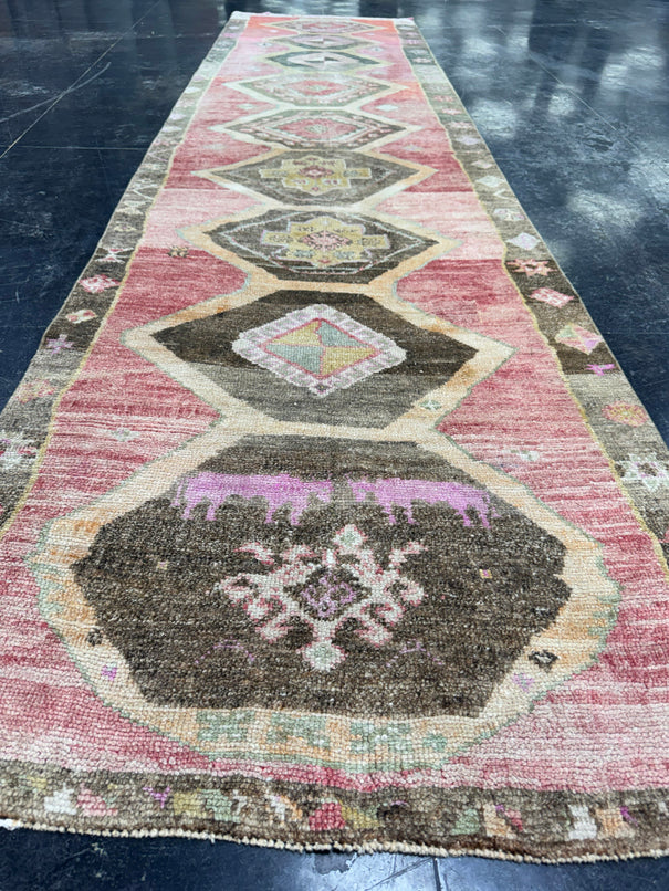 Turkish Vintage Runner Rug 3'2'' x 12'7'' #13017
