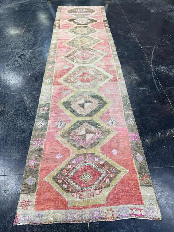 Turkish Vintage Runner Rug 3'2'' x 12'7'' #13017
