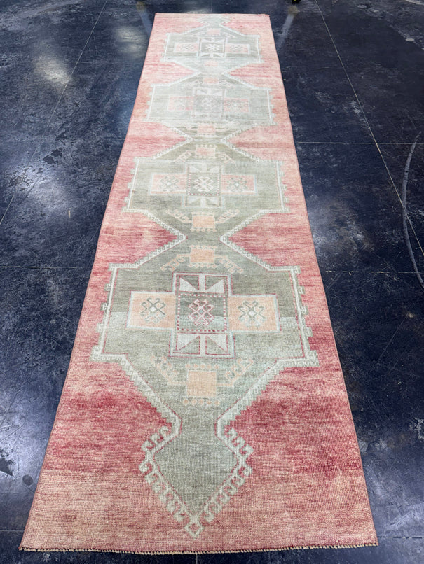 Turkish Vintage Runner Rug 3'1'' x 12'2'' #13015