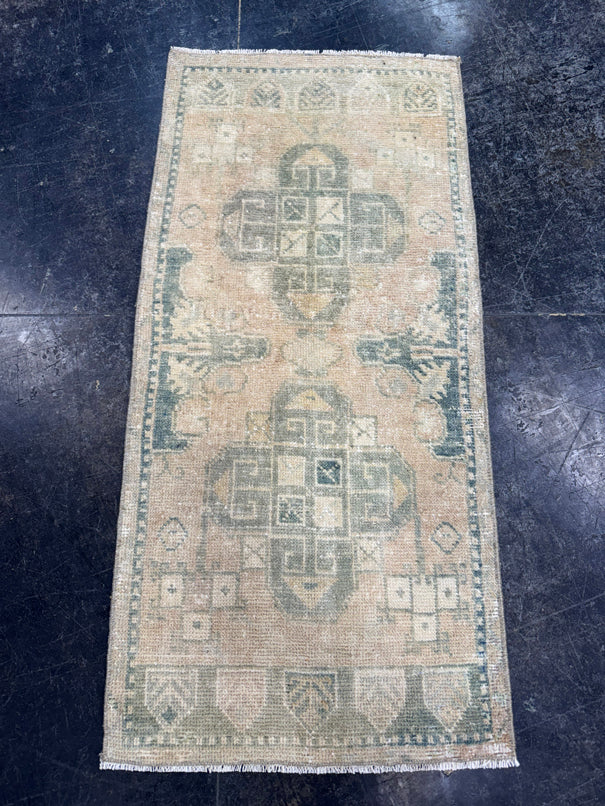 Turkish Mini Rug Oriental Hand Knotted Vintage Rug  1'7'' x  3'3'' #12263