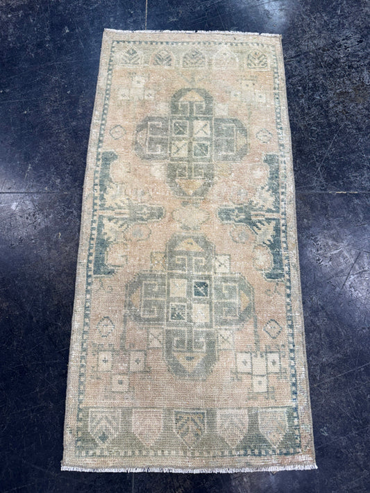 Turkish Mini Rug Oriental Hand Knotted Vintage Rug  1'7'' x  3'3'' #12263