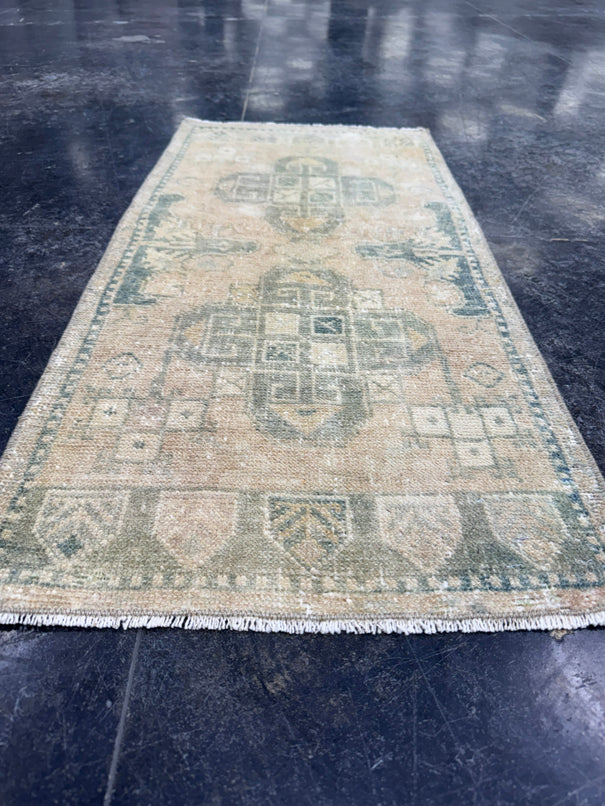Turkish Mini Rug Oriental Hand Knotted Vintage Rug  1'7'' x  3'3'' #12263