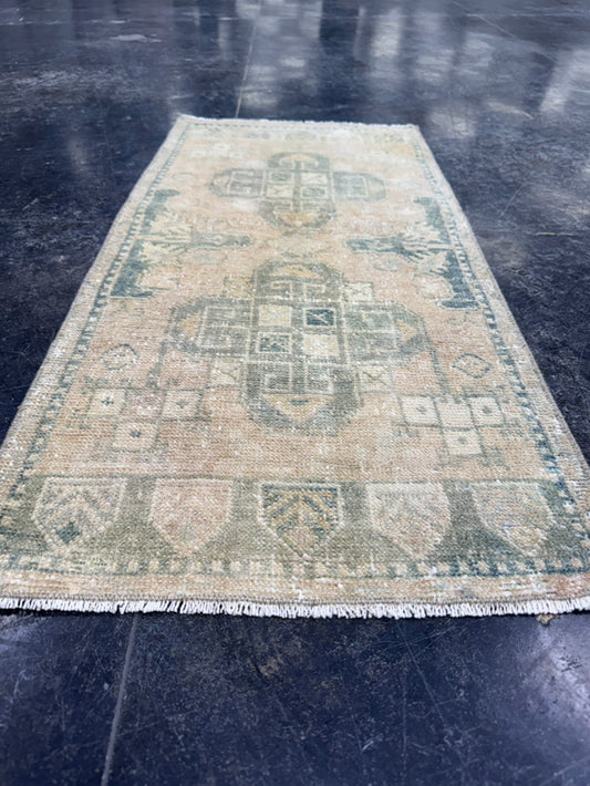 Turkish Mini Rug Oriental Hand Knotted Vintage Rug  1'7'' x  3'3'' #12263