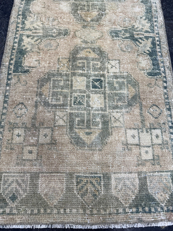 Turkish Mini Rug Oriental Hand Knotted Vintage Rug  1'7'' x  3'3'' #12263