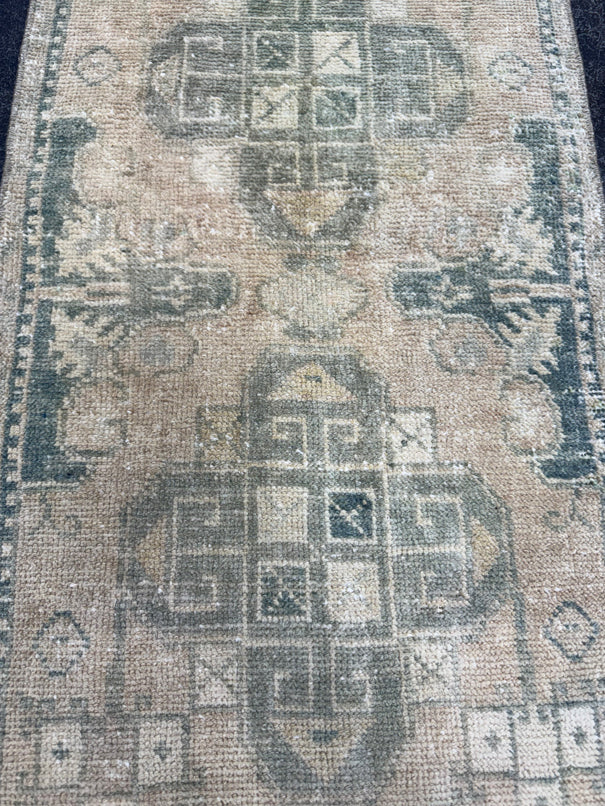 Turkish Mini Rug Oriental Hand Knotted Vintage Rug  1'7'' x  3'3'' #12263