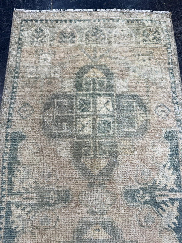 Turkish Mini Rug Oriental Hand Knotted Vintage Rug  1'7'' x  3'3'' #12263