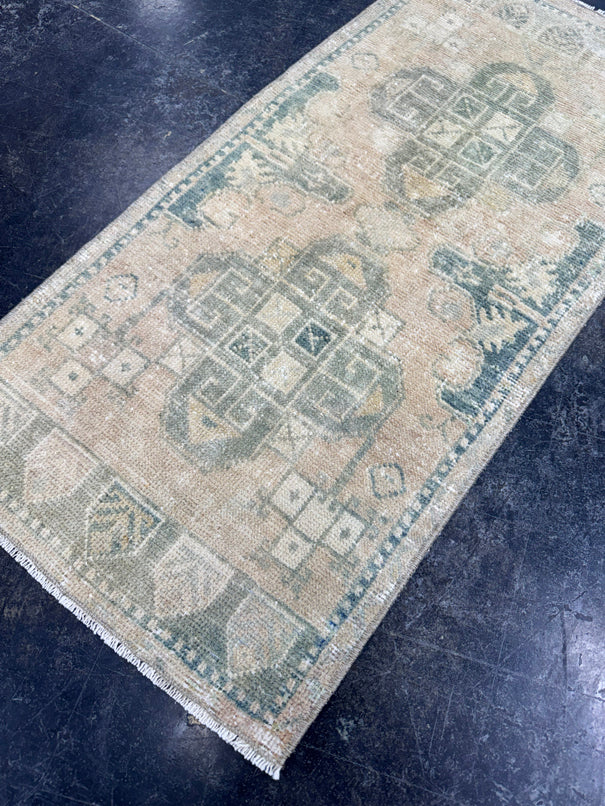 Turkish Mini Rug Oriental Hand Knotted Vintage Rug  1'7'' x  3'3'' #12263