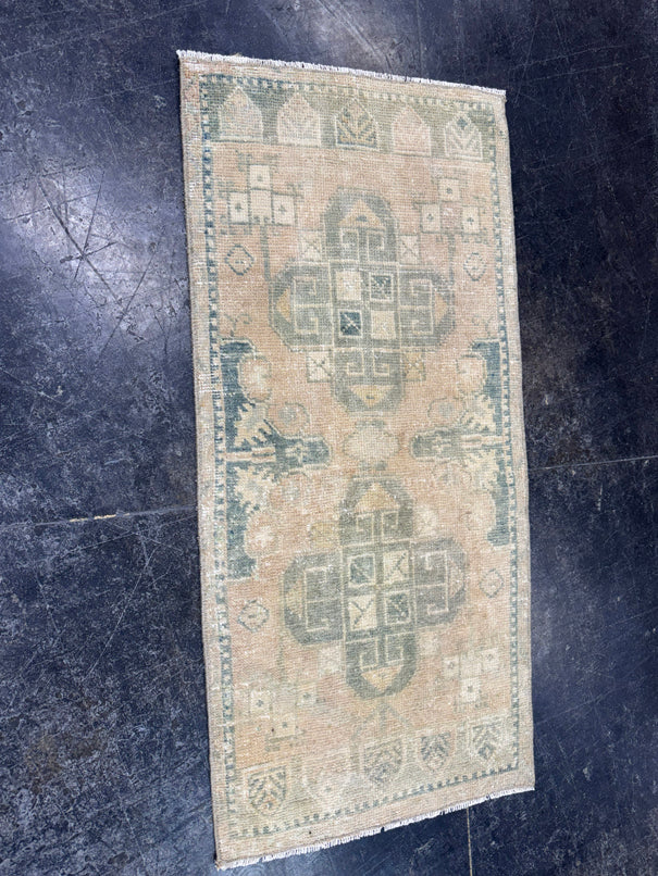 Turkish Mini Rug Oriental Hand Knotted Vintage Rug  1'7'' x  3'3'' #12263