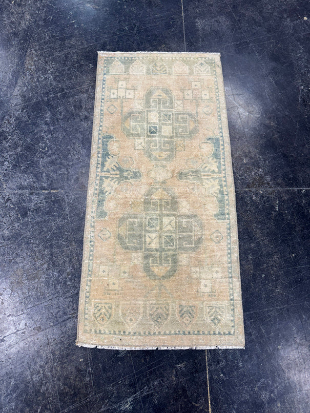 Turkish Mini Rug Oriental Hand Knotted Vintage Rug  1'7'' x  3'3'' #12263