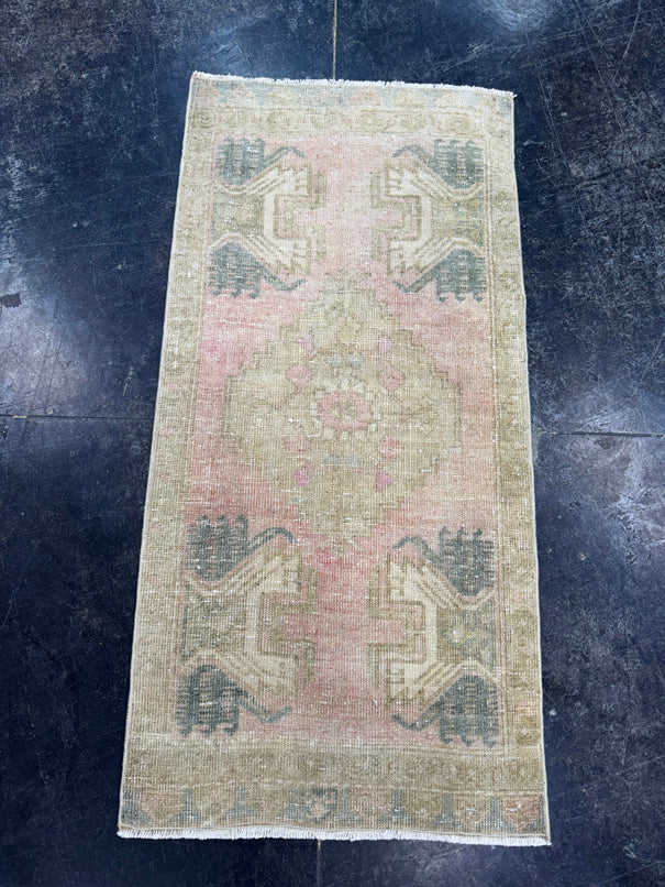 Turkish Mini Rug Oriental Hand Knotted Vintage Rug  1'7'' x  3'3'' #12264