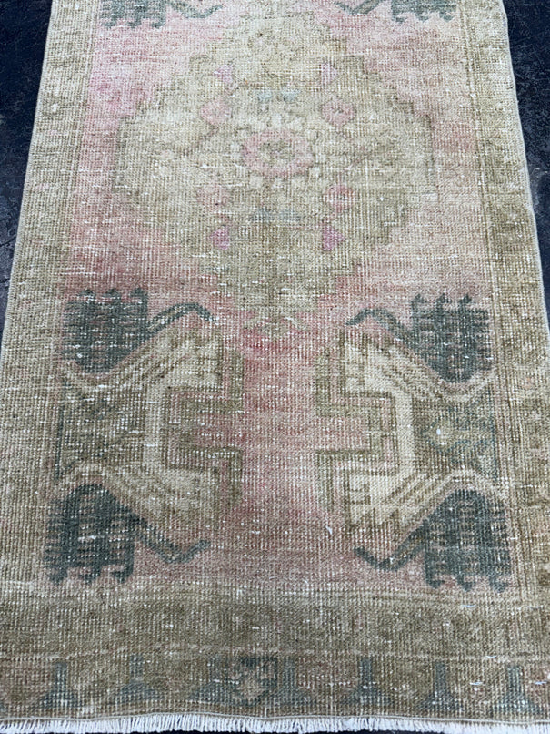 Turkish Mini Rug Oriental Hand Knotted Vintage Rug  1'7'' x  3'3'' #12264