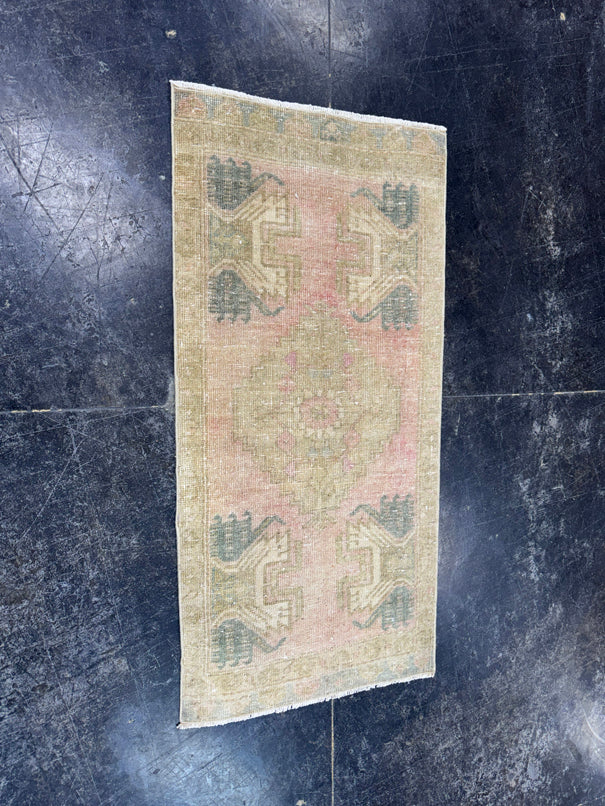Turkish Mini Rug Oriental Hand Knotted Vintage Rug  1'7'' x  3'3'' #12264