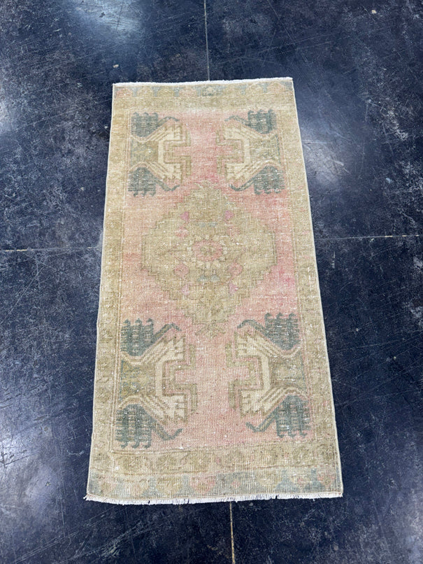 Turkish Mini Rug Oriental Hand Knotted Vintage Rug  1'7'' x  3'3'' #12264