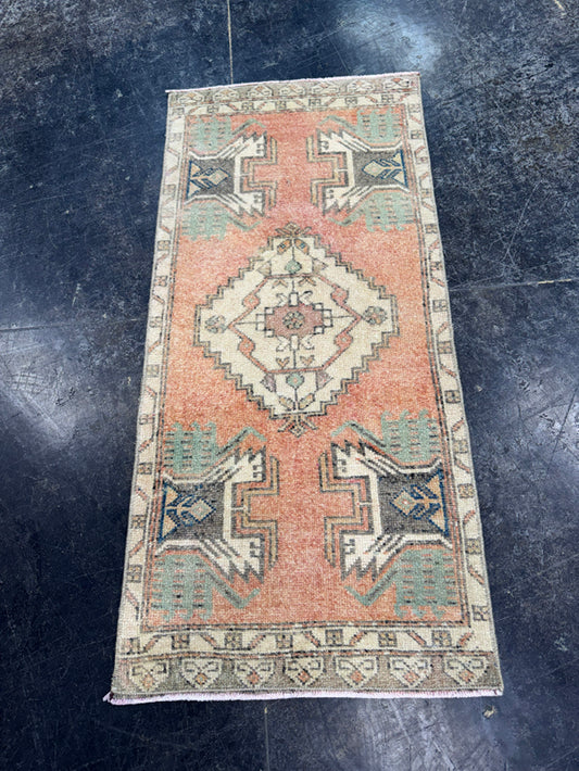 Turkish Mini Rug Oriental Hand Knotted Vintage Rug  1'6'' x  3'2'' #12260