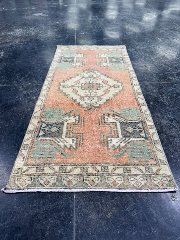 Turkish Mini Rug Oriental Hand Knotted Vintage Rug  1'6'' x  3'2'' #12260