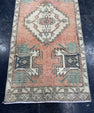 Turkish Mini Rug Oriental Hand Knotted Vintage Rug  1'6'' x  3'2'' #12260