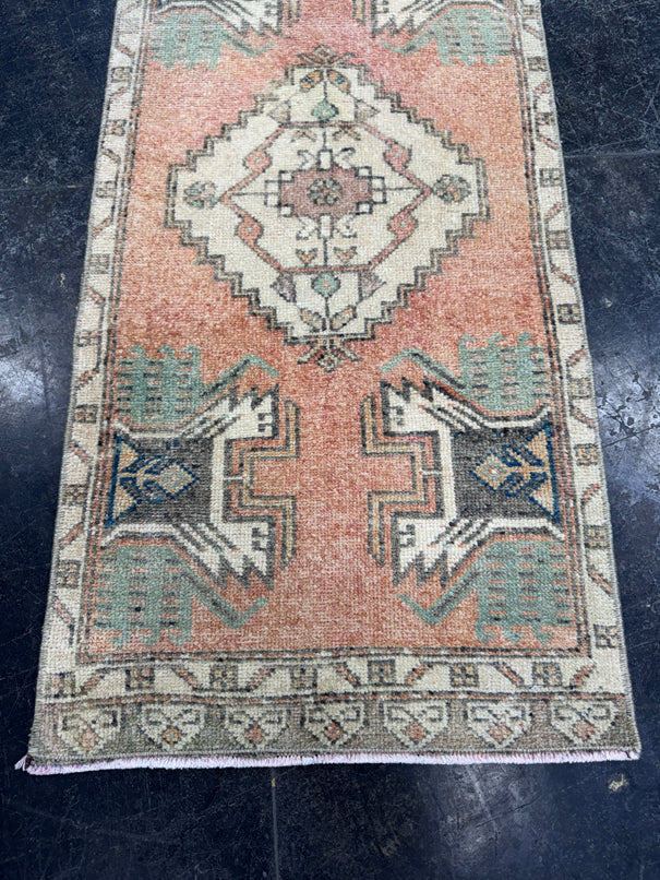 Turkish Mini Rug Oriental Hand Knotted Vintage Rug  1'6'' x  3'2'' #12260