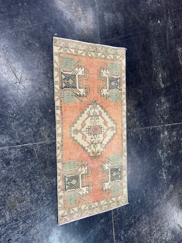 Turkish Mini Rug Oriental Hand Knotted Vintage Rug  1'6'' x  3'2'' #12260