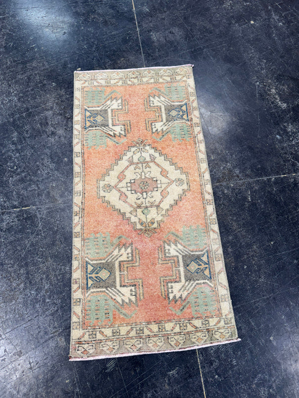 Turkish Mini Rug Oriental Hand Knotted Vintage Rug  1'6'' x  3'2'' #12260