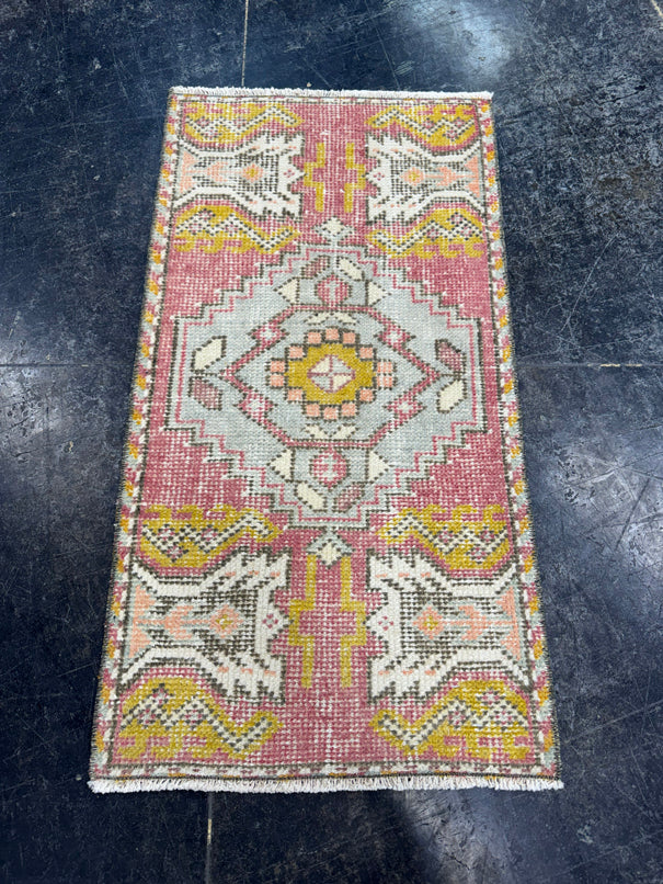 Turkish Mini Rug Oriental Hand Knotted Vintage Rug  1'6'' x  2'10'' #12262