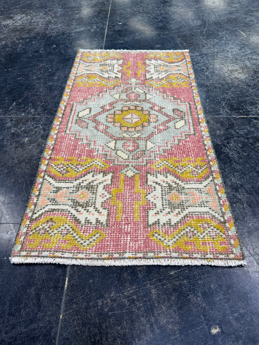 Turkish Mini Rug Oriental Hand Knotted Vintage Rug  1'6'' x  2'10'' #12262