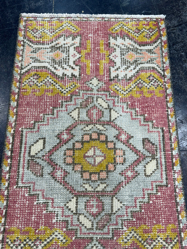 Turkish Mini Rug Oriental Hand Knotted Vintage Rug  1'6'' x  2'10'' #12262