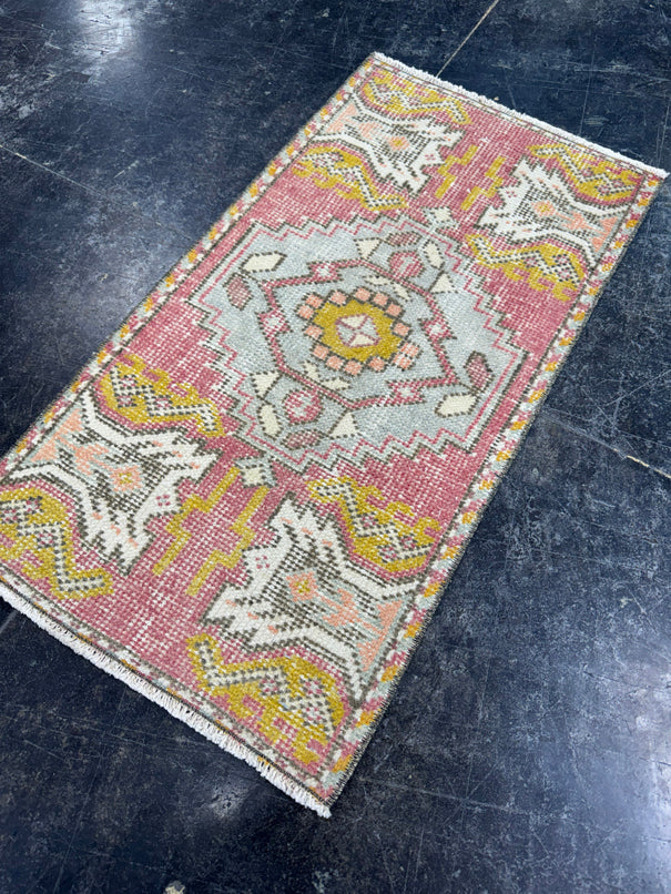 Turkish Mini Rug Oriental Hand Knotted Vintage Rug  1'6'' x  2'10'' #12262