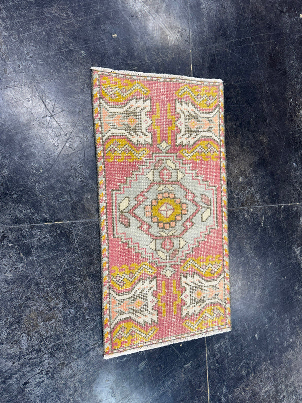 Turkish Mini Rug Oriental Hand Knotted Vintage Rug  1'6'' x  2'10'' #12262