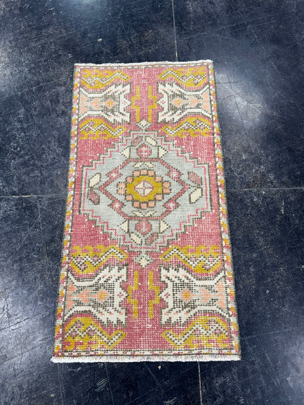 Turkish Mini Rug Oriental Hand Knotted Vintage Rug  1'6'' x  2'10'' #12262