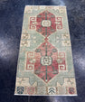Turkish Mini Rug Oriental Hand Knotted Vintage Rug  1'7'' x  3'1'' #12258