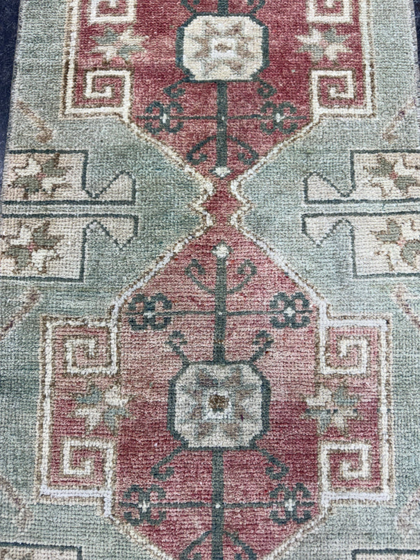 Turkish Mini Rug Oriental Hand Knotted Vintage Rug  1'7'' x  3'1'' #12258