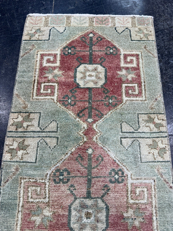 Turkish Mini Rug Oriental Hand Knotted Vintage Rug  1'7'' x  3'1'' #12258