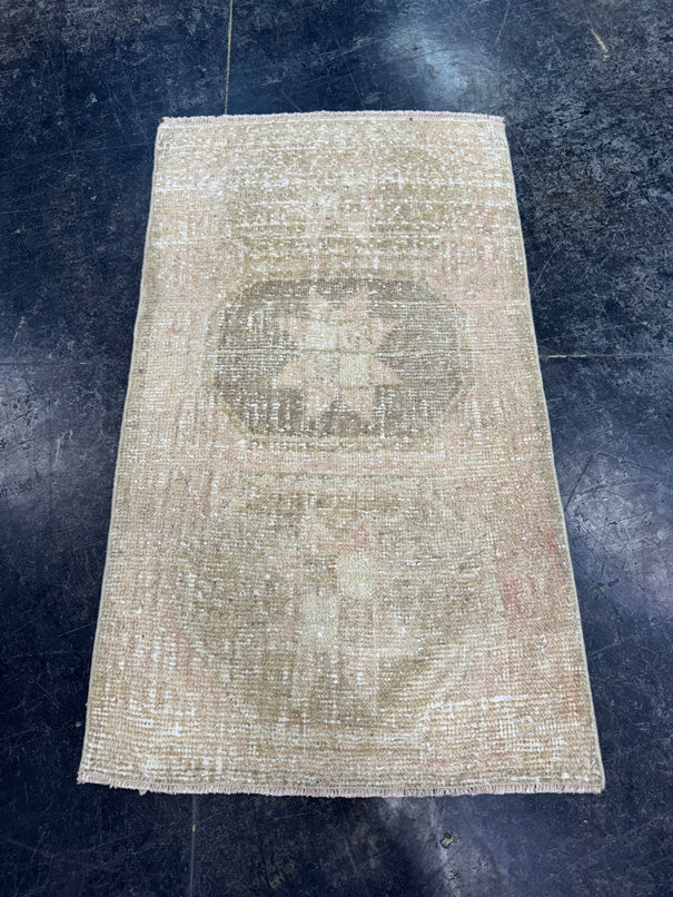 Turkish Mini Rug Oriental Hand Knotted Vintage Rug  1'9'' x  3'1'' #12259