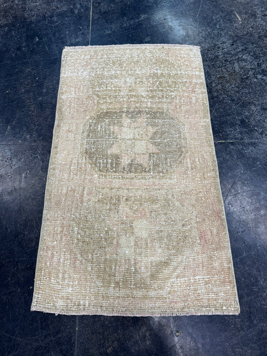 Turkish Mini Rug Oriental Hand Knotted Vintage Rug  1'9'' x  3'1'' #12259