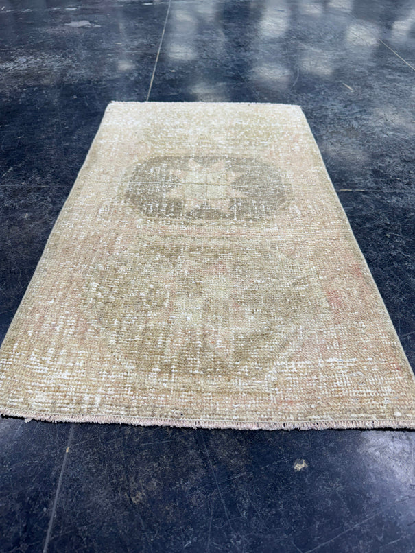 Turkish Mini Rug Oriental Hand Knotted Vintage Rug  1'9'' x  3'1'' #12259