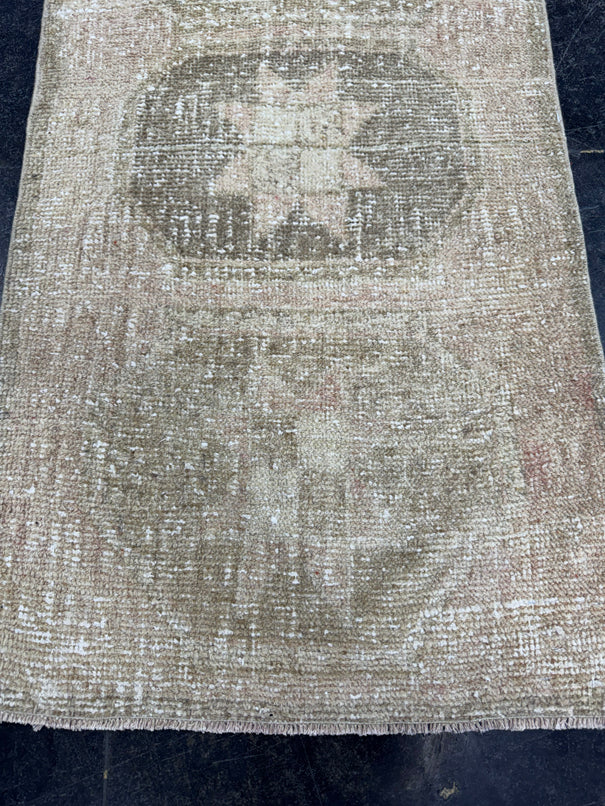 Turkish Mini Rug Oriental Hand Knotted Vintage Rug  1'9'' x  3'1'' #12259