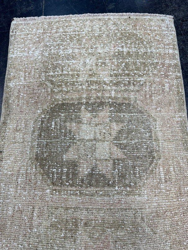 Turkish Mini Rug Oriental Hand Knotted Vintage Rug  1'9'' x  3'1'' #12259
