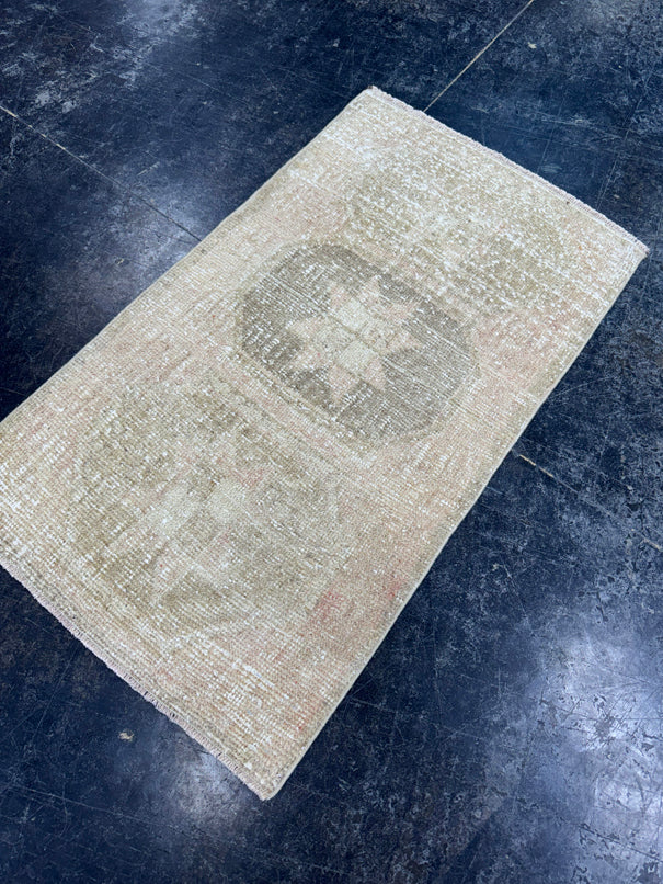 Turkish Mini Rug Oriental Hand Knotted Vintage Rug  1'9'' x  3'1'' #12259
