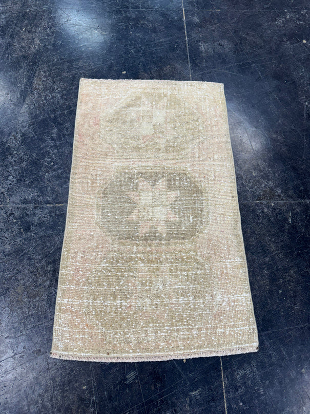 Turkish Mini Rug Oriental Hand Knotted Vintage Rug  1'9'' x  3'1'' #12259