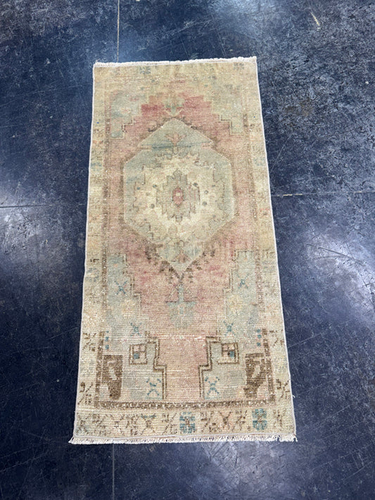 Turkish Mini Rug Oriental Hand Knotted Vintage Rug  1'7'' x  3'4'' #12257