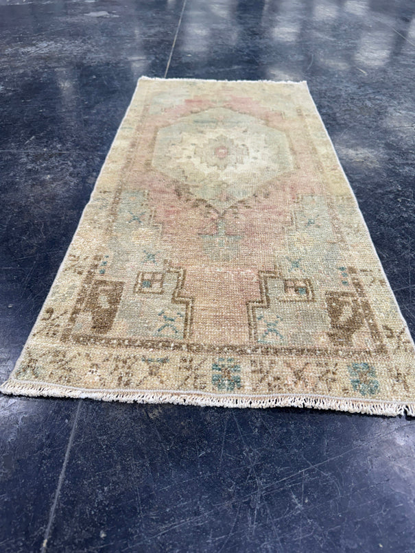 Turkish Mini Rug Oriental Hand Knotted Vintage Rug  1'7'' x  3'4'' #12257