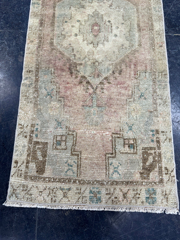 Turkish Mini Rug Oriental Hand Knotted Vintage Rug  1'7'' x  3'4'' #12257