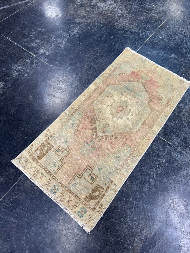 Turkish Mini Rug Oriental Hand Knotted Vintage Rug  1'7'' x  3'4'' #12257
