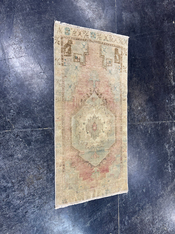 Turkish Mini Rug Oriental Hand Knotted Vintage Rug  1'7'' x  3'4'' #12257