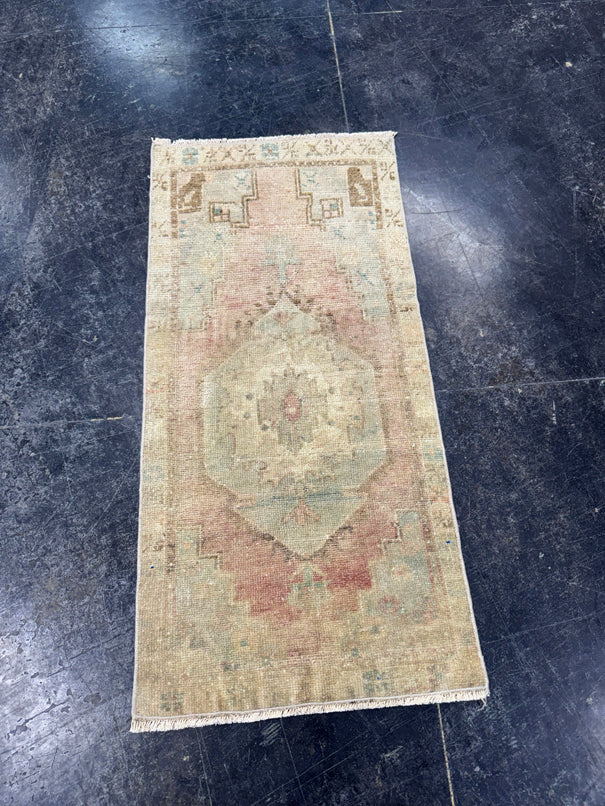 Turkish Mini Rug Oriental Hand Knotted Vintage Rug  1'7'' x  3'4'' #12257