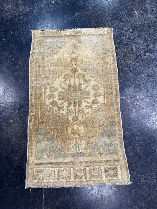 Turkish Mini Rug Oriental Hand Knotted Vintage Rug  1'9'' x  3' #12256